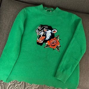 Sandro Green Stella Tiger wool Sweater